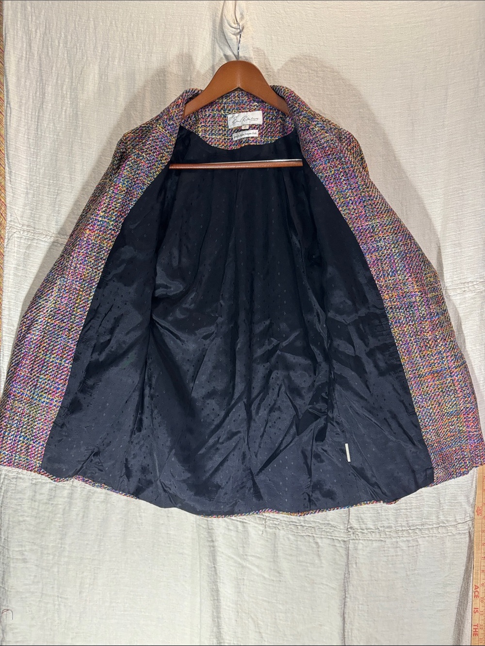 Vintage Earl Rutenberg 100% Handwoven Silk Tweed Blazer Jacket Medium EUC - Picture 6 of 7